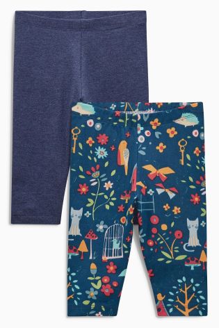 Navy Printed Leggings Two Pack (0mths-2yrs)